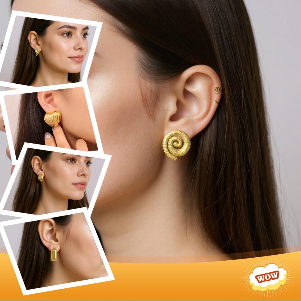 Dainty Thick Stud Earrings for Women Jewelry Irregular Geometric Flower Dangle Stud Earrings For Women Style Random Shipping