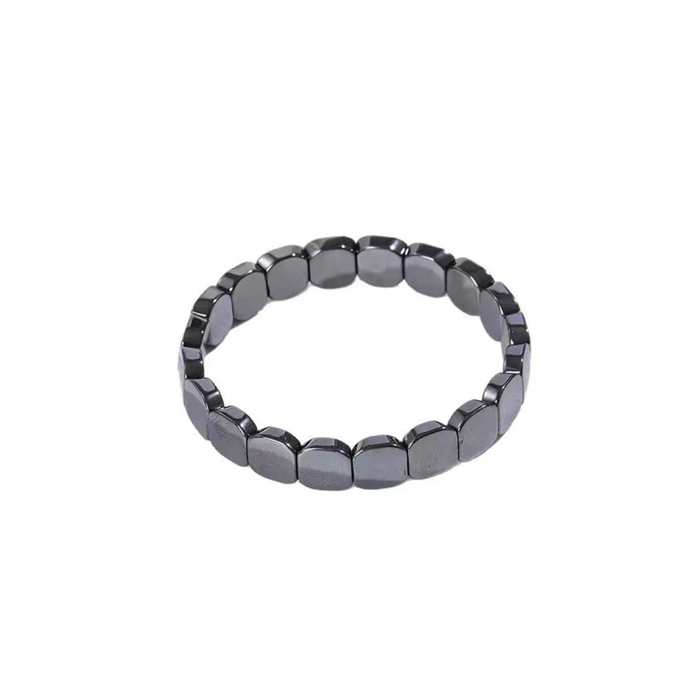 Heiß verkaufende Hämatit-, schwarze Gallensteine-, elastische quadratische Perlenarmbänder für Männer und Frauen Großhandel, schneller Versand
