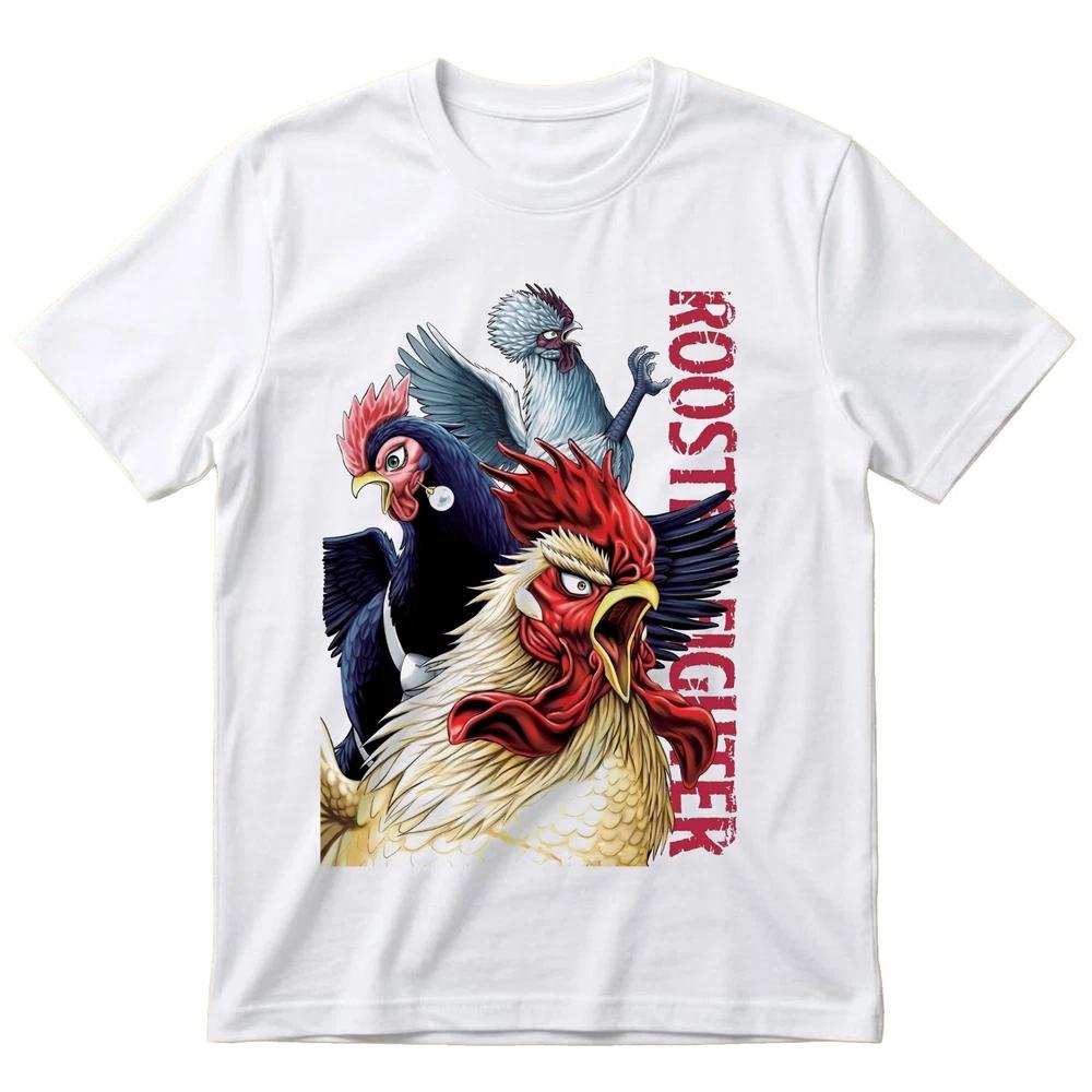 Rooster Fighter Anime T Shirt Chicken Battle Graphic Tee UK Gift S