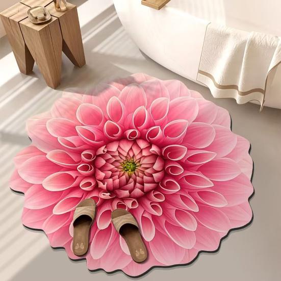 3D Blume Plüsch Bodenmatte Waschbar Rutschfest Bereichsteppich Saugfähig Schnelltrocknend Wohnzimmer Schlafzimmer Badezimmer Küche Dekoration Teppich