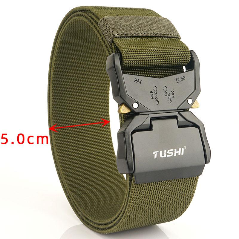 New Men'S Commuting Belt With Automatic Buckle Nylon Waistband, Outdoor Leisure Versatile Double-Layer Thick Belt