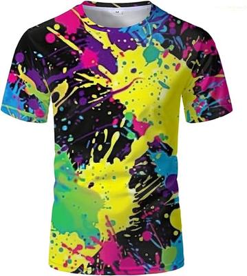 Barevný Splash Ink Drip Barevné 3D Tištěné Tričko Pánské Dámské Letní Ležérní Tričko s Krátkým Rukávem Nová Móda Dětské Trička s Kulatým Výstřihem