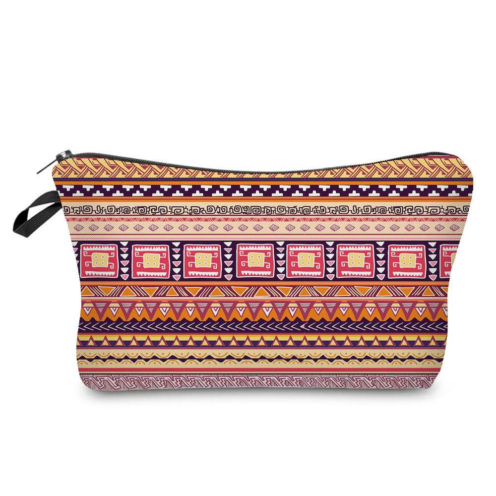Women Geometric figure Print Cosmetic Bag Toiletries Organize Travel Storage Case 6756 KTB