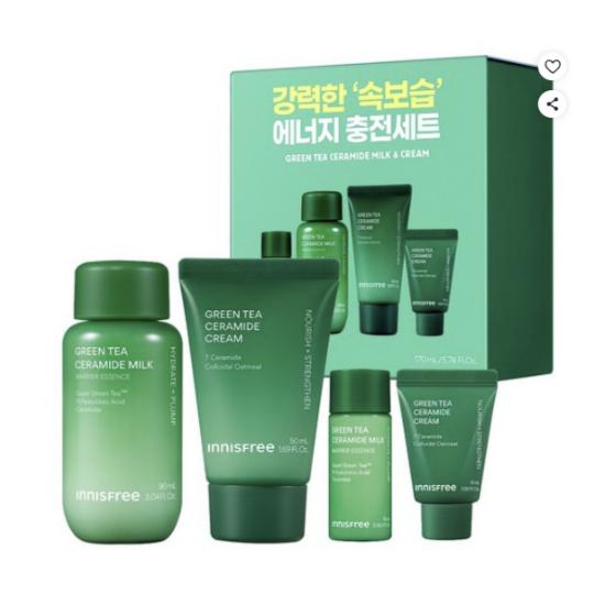 Innisfree Green Tea Ceramide Milk & Cream Special Set Hydrating Barrier Care Kit