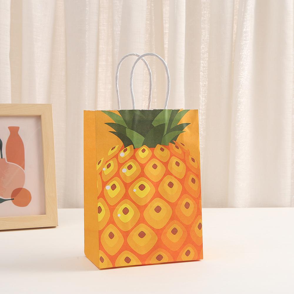 StoBag, Strawberry Kraft Paper Gift Bag, Fruit pattern, for Packaging Candy Snack, Baby Shower, birthday Supplies, Reusable
