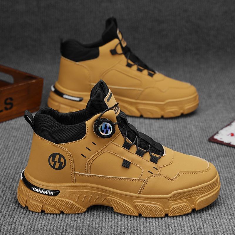 Men's Shoes Low-top Tooling Martin Jumping Leather Surface Waterproof Sports Sleep Small White Tide Shoes Winter Velvet