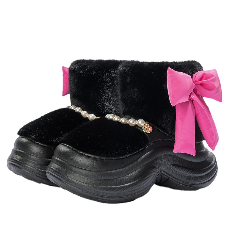 Women's Home Bootie Furry Slippers Warm Cozy Snow Boots with Fuzzy Plush Lined for Women Winter Non Slip House Shoes for Indoor Outdoor Short Boots