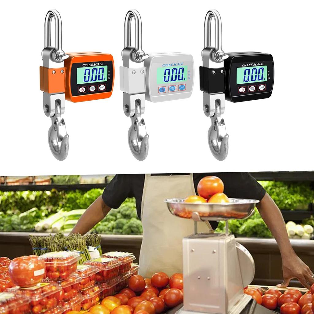 Electronic Hanging Crane Scale 0.05-500kg 3 Units Switchable Livestock Scale Portable LCD Screen for Construction Heavy Duty