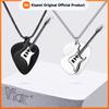 Xiaomi Vnox Guitar Pendant Necklace for Men, 2mm Width Box Chain Punk Necklace, Black Silver Color Stainless Steel Jewelry Gift for Him