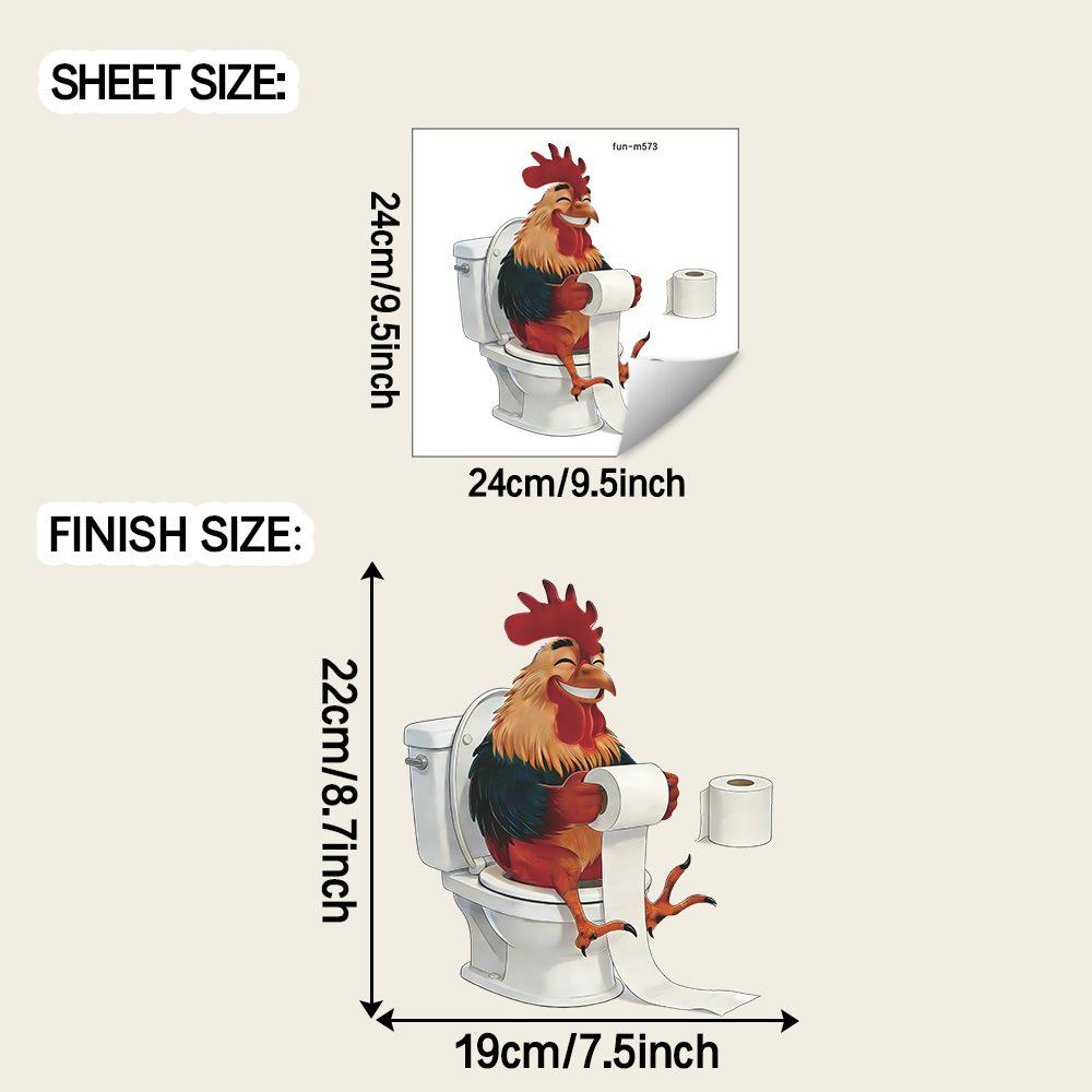 

Funny Rooster With Toilet Paper Wall Sticker Waterproof Self Adhesive Removable Toilet Bathroom Decor Sticker 2424C