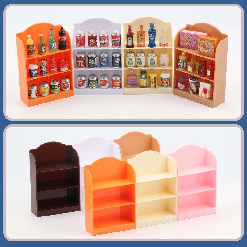 Miniature Dollhouse Supermarket Shelf with Food Toys