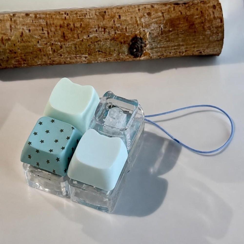Plastic Fidget Keychain Transparent Keycap Clicker Funny Stress Relief Pendant  Daily