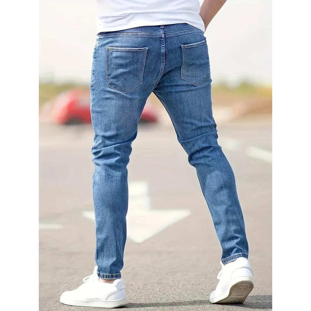Men Jeans Casual Skinny Pants Stretch Denim Trousers Slim Fit Straight Pants Fashion Jeans Pencil Pants Man Clothing