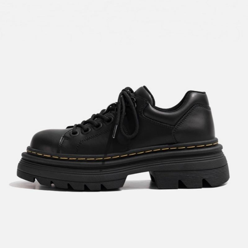 

Японские маленькие кожаные туфли женские 2025 весна новые британский стиль платформа увеличивающая рост лоферы ретро JK форма повседневная обувь 40 чёрный