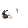 Porcelain Bunny And Mary Sculpture Set Elegant Ceramic Easter Decor with Blessed Lady Figurine