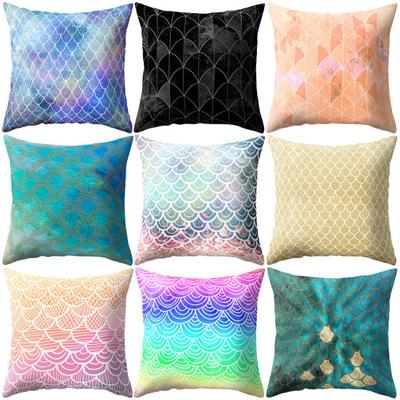 Multicolor Fish Scale Cushion Throw Pillow Case Bed Cover Sofa Car
