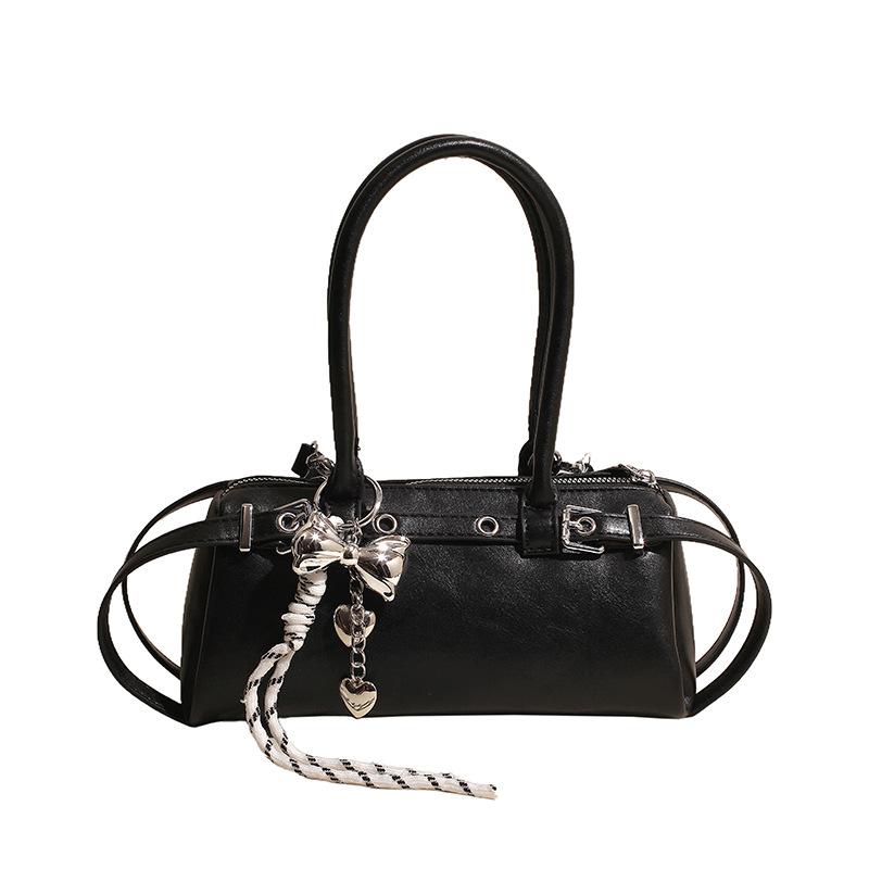 Премиальный нишевый подмышечный мешок с чувством, женский, большой вместимости, новая ретро-сумка-локомотив, сумка-мессенджер на плечо для поездок на работу No pendant чёрный