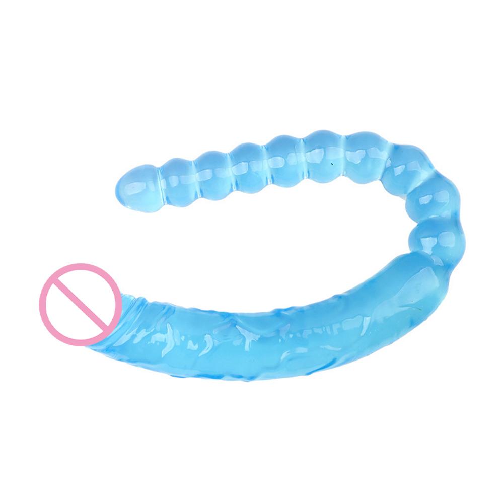 Potreby pre dospelých Sexuálna hračka Obojstranná realistická dildo Flexibilné gélové dildá Penis zadok Análny zadok Zástrčka Masážny prístroj Stimulácia G-bodu