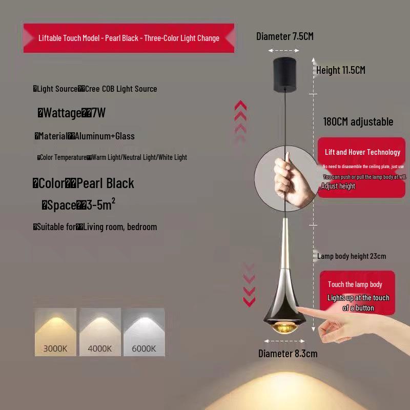 Modern Minimalist Liftable Luxury Pendant Light for Bedroom and Dining Room