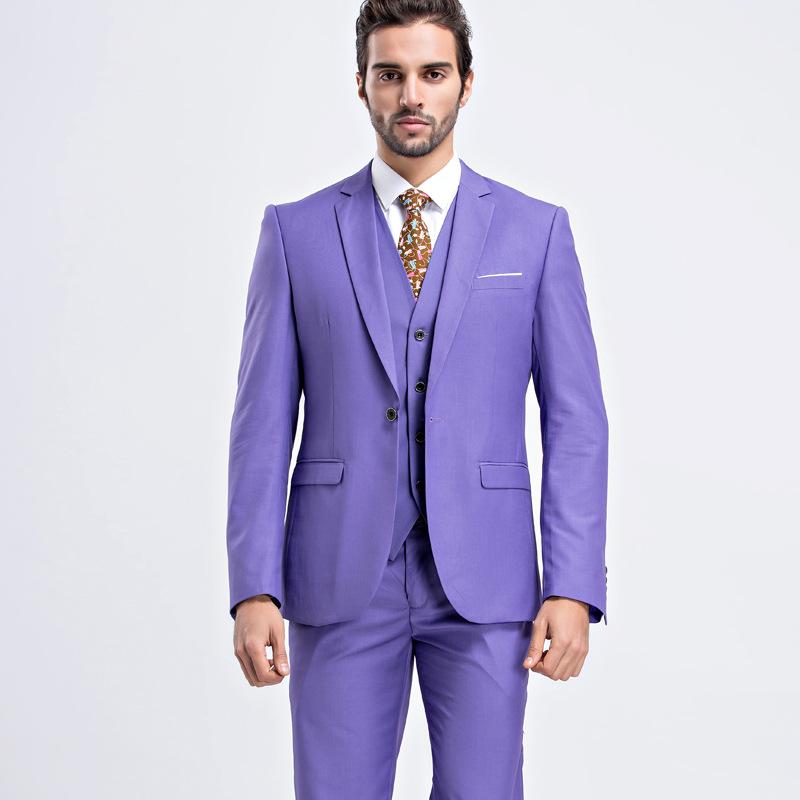 Men's Korean Style Slim Fit Wedding Tuxedo Three-Piece Suit