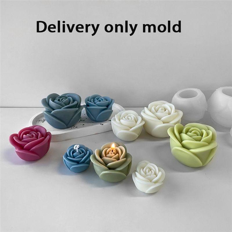 M-Modern-3PCS Flower Aromatherapy Candle Silicone Mold Rose Handmade Aromatherapy Soap Expansion Stone Gypsum Mold Making Tools