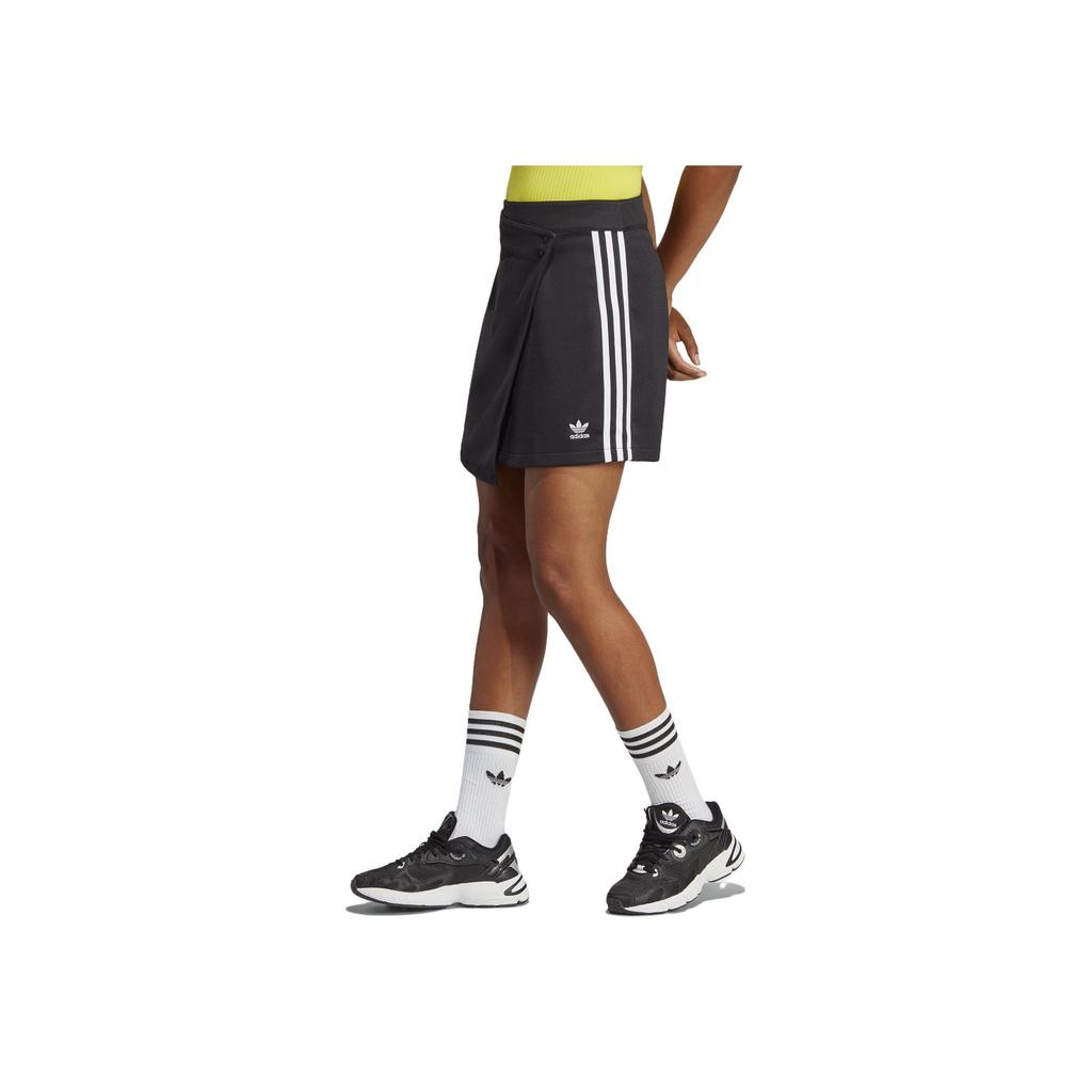 Adidas Originals Home Of Classics Series Logo Embroidered Loose A-Line Mini Skirt Women Bottoms Black IC5475