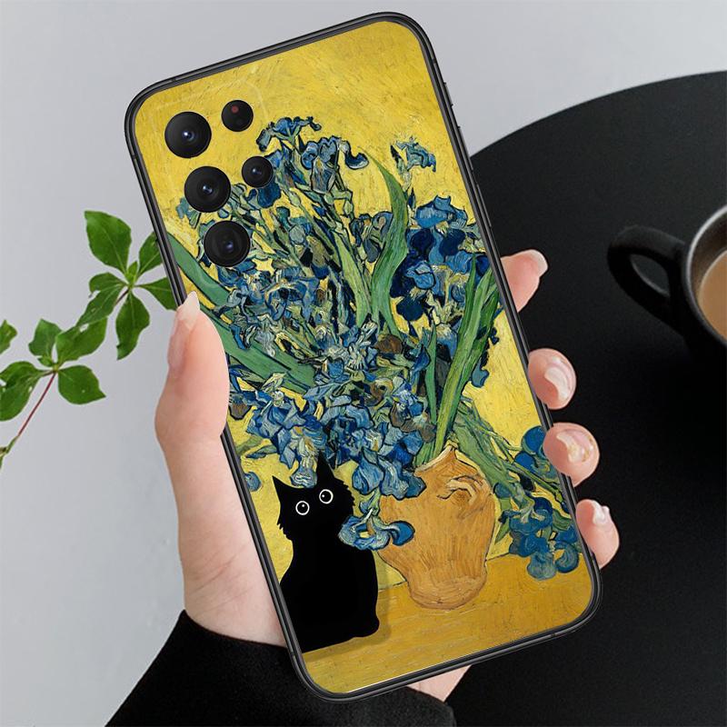 Retro Oil Painting Van-Gogh Cat Phone Case For Samsung Galaxy A52S A04S A21S A33 A23 A13 A14 A32 A52 A53 A54 A51 A71 M51