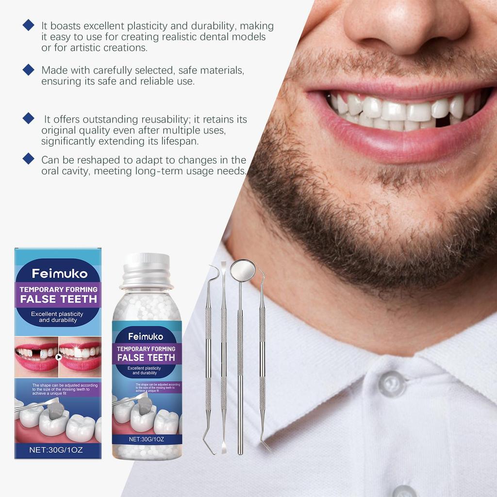 Moldable Teeth Repair Kit Temporary Dental Replacement Kit Thermal Beads For Filling Fix The Missing And Broken Tooth Artificial