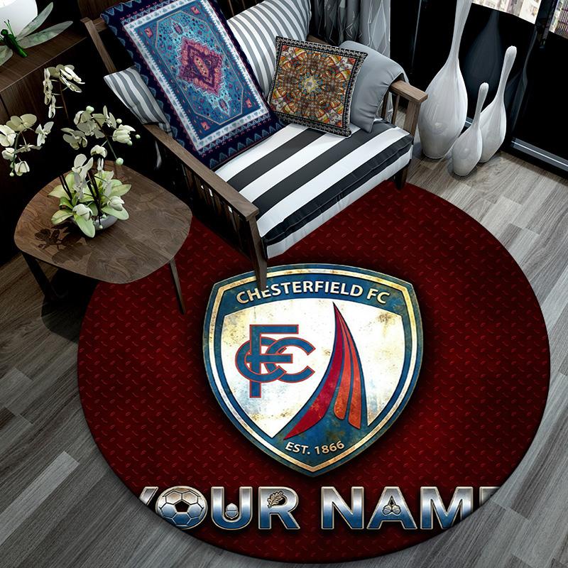 Custom Name Chesterfield F.C Round Area Rug,Carpet Rug for Living Room Bedroom Sofa Playroom Decor,Non-slip Floor Mat