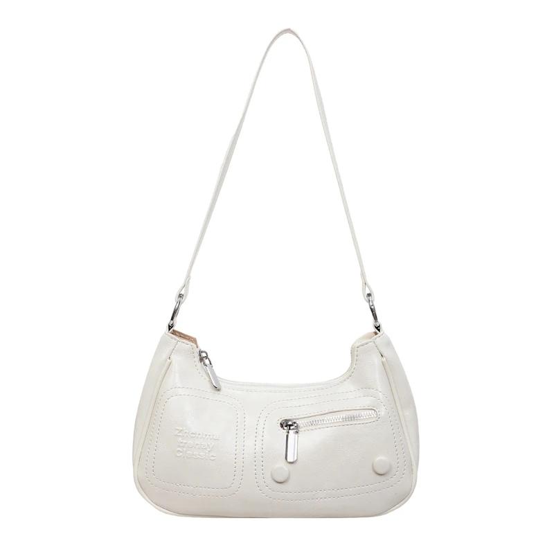 

Light Luxury Fashi Versatile Solid PU Half Mo Shoulder Bags for Women High Quality Sense of Luxury Popularity Crossbody Bags бежевый