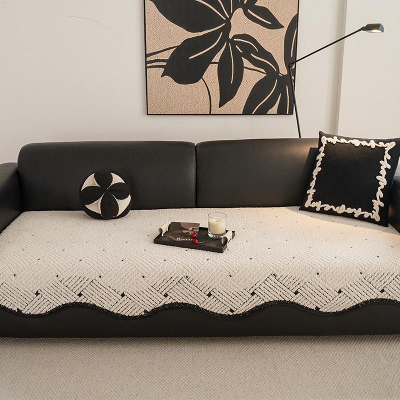 Light Luxury High-End Sofa Cushion  New Four-Season Universal Fixed Non-Slip Special-Shaped Straight-Breasted Leather Sofa Cover