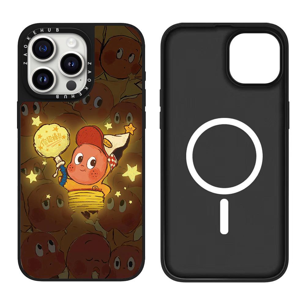 Cute Luminous Star iPhone 16 Pro Max Cartoon Case with Mirror Surface