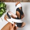 Sandali da donna con zeppa a contrasto e tacco alto, scarpe casual a punta aperta con suola spessa, comodi sandali con cinturino alla caviglia