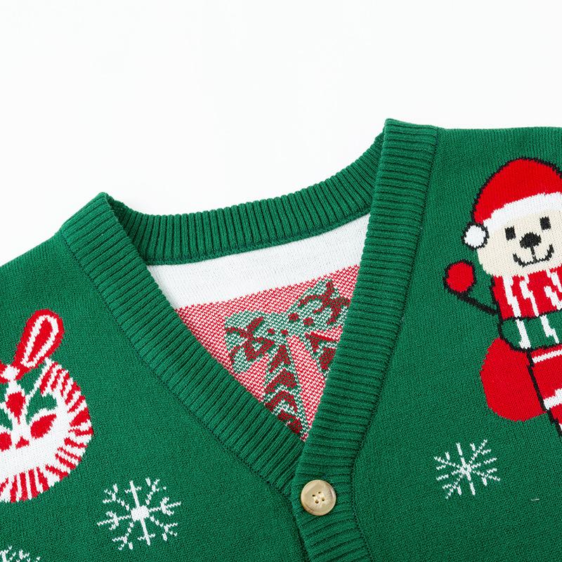 New Christmas cardigan custom autumn and winter European and American loose and versatile men's and women's casual jacquard knitted sweater jacket