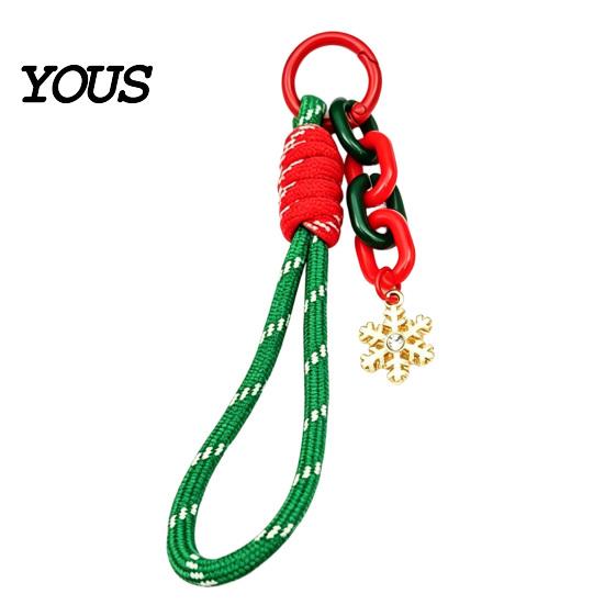 Braided Rope Lanyard Christmas Wristlet Keychain, Keychain with Santa Snowman Xmas Decorative Reindeer Charm, for Backpacks Hangbags Festive