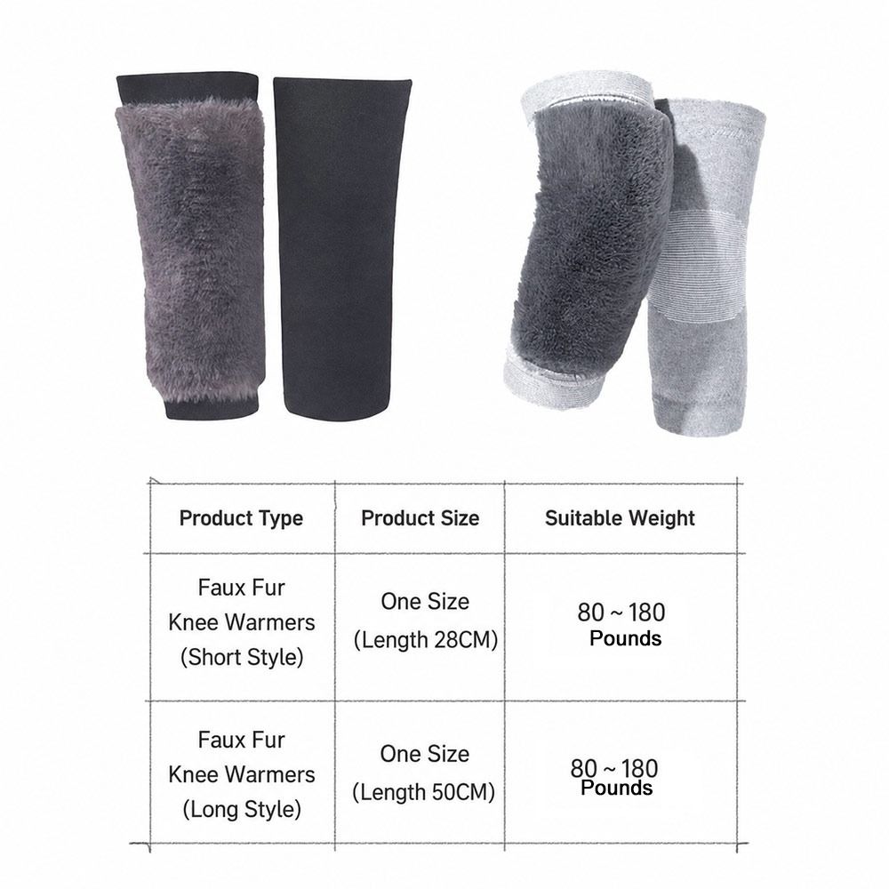 Faux Rabbit Fur Thermal Knee Sleeves Elastic Knit Fleece Knee Pads Knee Warmers  Outdoor Activities