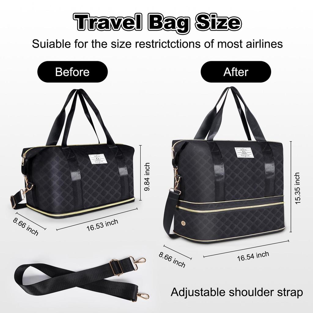 Korean Style Expandable Travel Bag - Large Capacity, Wet/Dry Separation, Sports & Student Carry-on