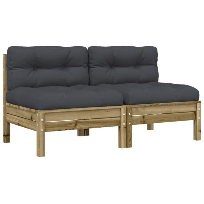 VidaXL Garden Sofa Without Armrests and Cushions 2 Pcs, Seats with Backrest, Patio Terrace Backyard Furniture 838164
