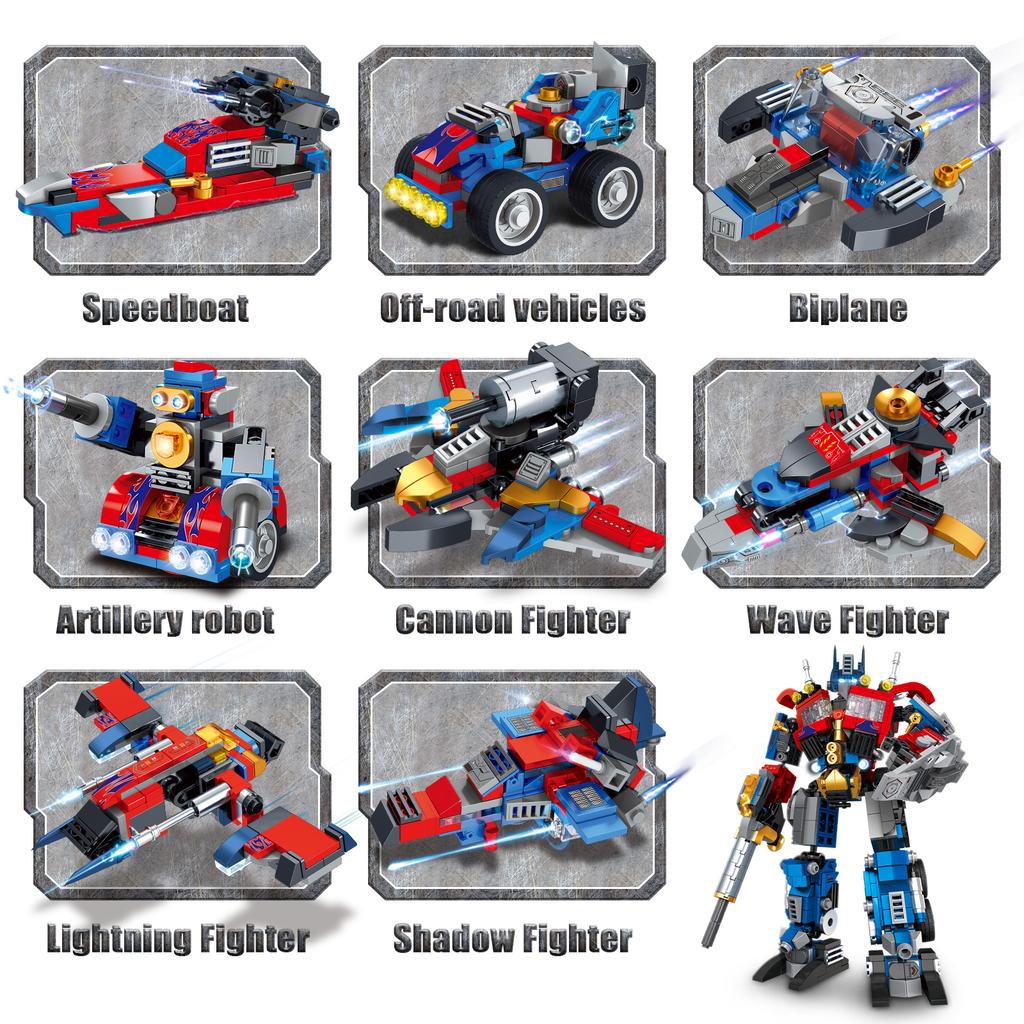 769PCS 8 in 2 Optimus Warrior Bausteine Jungen Spielzeug Verformungsroboter Fahrzeug MOC Ziegel Modelle Bauspielzeug Geschenke Set