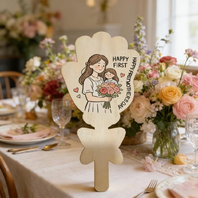 Customizable Wooden Flower Painting Accessories For Mother Day Gift For Mom And Family Handprints Flower Bouquet