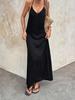 European & American Solid Color Sleeveless Beach Dress with Thin Straps