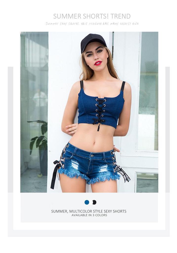 European & American High-Waist Ripped Plus Size Super Short Denim Shorts for Women