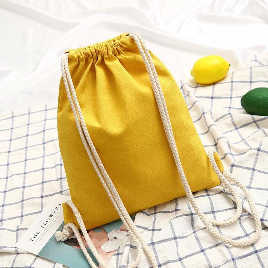 1 Pcs Drawstring Canvas Bag Large Capacity Backpack Student Tutoring Cloth Bag Lightweight And Casual Drawstring Pocket