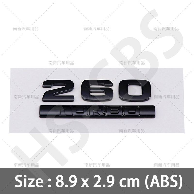 AAYI1  ABS 260 220 370 240 180 230 Letter Turbo Displacement Logo Turbo Rear Trunk Emblem Badge Stickers Accessories Car Styling