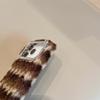 For iPhone 17 Pro Max Case Rhinestone Frame Striped Plush TPU PC Phone Cover with Strap