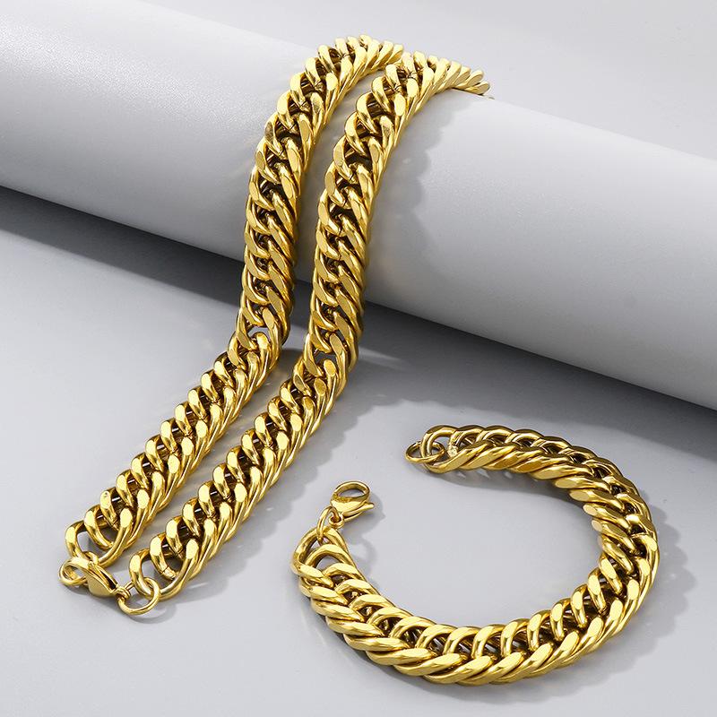 Jednoduchý hladký řetízek Dvojitě pletený Čtyřstranně broušený Náramek Hip-Hop Osobnost Více velikostí Bičíkový řetízek Titanová ocel Pánský náhrdelník
