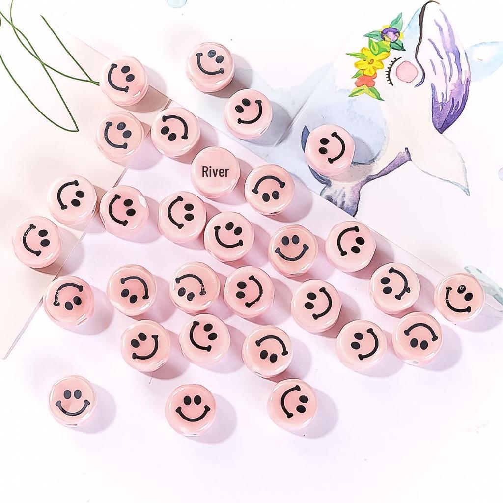 Perline in Ceramica Dipinta Tulipano e Farfalla Rosa Retrò per Braccialetti e Collane Fai da Te