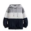 Korean Style Men S Color Block Loose Jacquard Hooded Sweatshirt