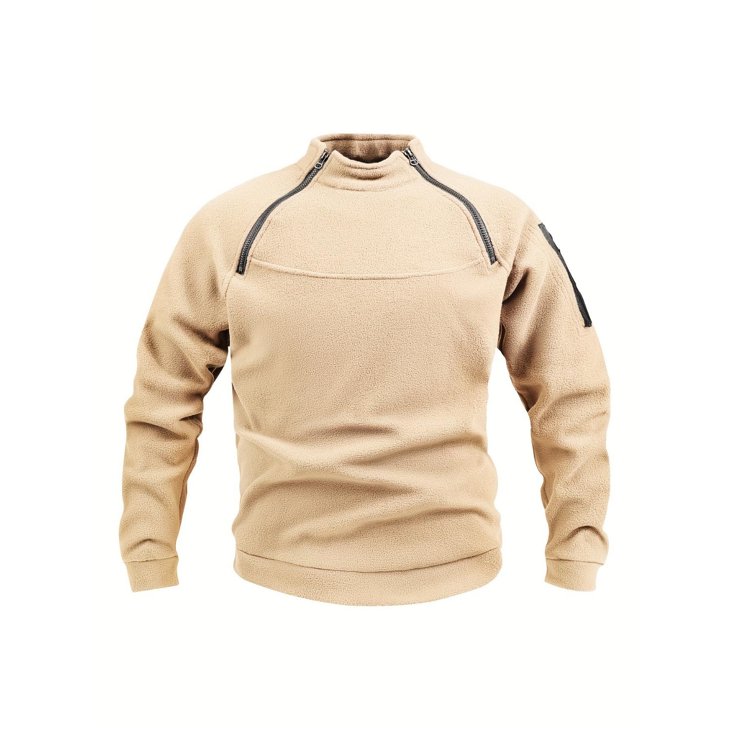 

Чоловіча тепла полярна флісова толстовка, повсякденні еластичні спортивні топи на осінь-зиму XXXL бежевий