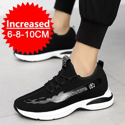 Letnie oddychające siatkowe buty na koturnie dla mężczyzn 10 cm niewidoczne podwyższenie białe męskie trampki na zewnątrz codzienne płócienne buty